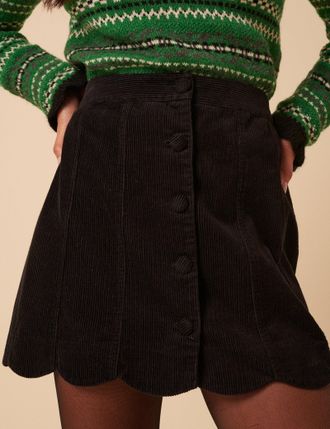 Nobody's Child Black Cord Scallop Trim Mini Skirt