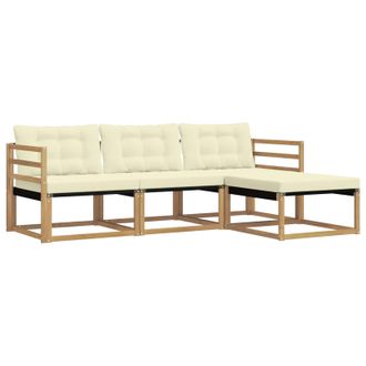 vidaXL Conjunto De Sof&aacute;s De Exterior Con Coj&iacute;n 4 Pcs Blanco Y Crema Vidaxl