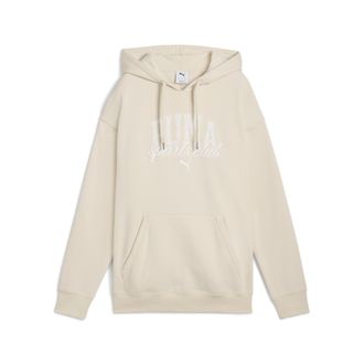 Puma Kapuzensweatshirt PUMA CLASS RELAXED HOODIE FL, Damen, Gr. XL, weiss (alpine snow), Fleece, Obermaterial: 66% Baumwolle, 34% Polyester, bedruckt, rela
