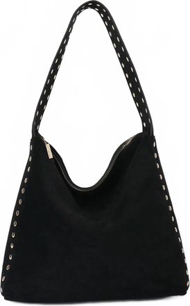 Remi/Reid Womens Pasadena Studded Shoulder Bag In Faux Black Suede