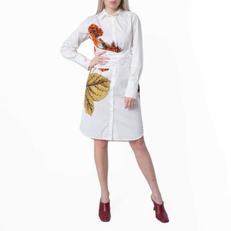 Ferragamo Ferragamo Botanical Print Cotton Shirt Dress