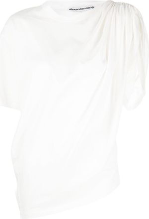 Alexander Wang drape-detail short-sleeve T-shirt - women - Cotton - M - White