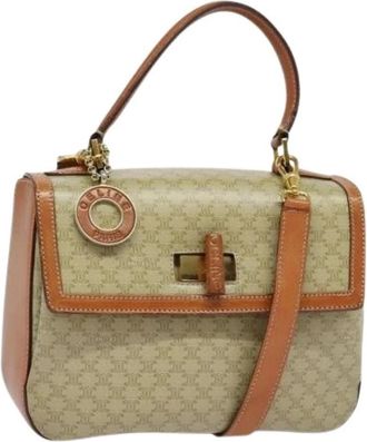 Celine Pre-owned Vintage Convertible Top Handle Bag - Dames - Vintage Handtas - Beige - ONE Size - Leer - Vintage