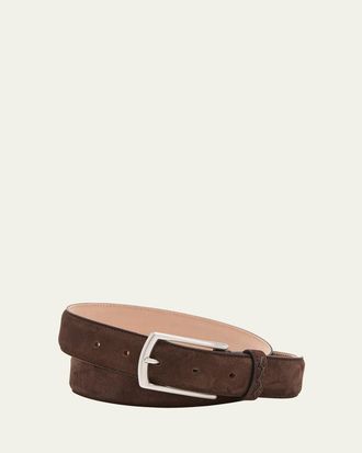 Ermenegildo Zegna Mens Triple Stitch Leather Belt