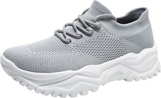 Generic Chunky Trainers for Women Womens Mesh Comfortable Breathable Walking Shoes Wide Fit Non Slip Workout Shoe Fashion Sport Shoe Casual Work Footwear Ligh