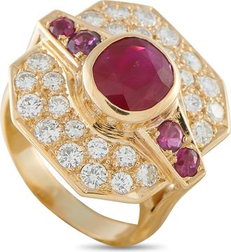 Luxury Bazaar 18K Yellow Gold 1.50ct Ruby Art Deco Ring MF34-031726