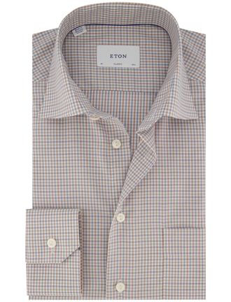 Eton classic fit overhemd beige patroon