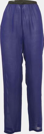 Dries Van Noten Blue Silk Sheer Trousers