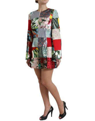 Dolce & Gabbana Womens Multicolor Floral Patchwork Shift Mini Dress