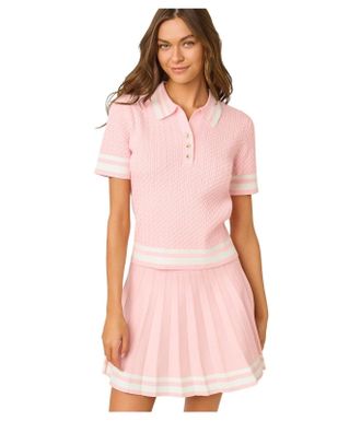 Lilly Pulitzer Suzette Sweater Womens Pink Muse Short Sleeve Golf GBO3998