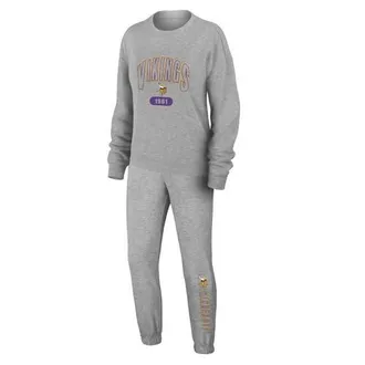 WEAR by Erin Andrews Womens WEAR by Erin Andrews Heather Gray Minnesota Vikings Knit Long Sleeve Tri-Blend T-Shirt & Pants Sleep Set at Nordstrom, Size Xx-Large