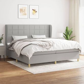 vidaXL Vidaxl - Cama Box Spring Con Colch&oacute;n Tela Gris Claro 200x200 Cm