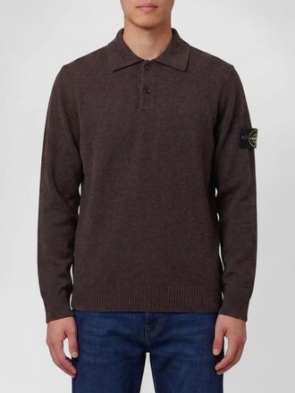 Stone Island virgin wool ribbed regular-fit long-sleeve polo shirt