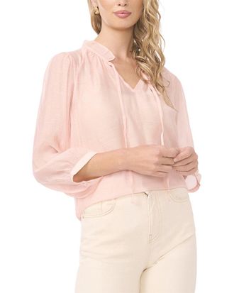 Vince Camuto Raglan Peasant Split Neck Blouse
