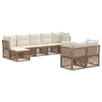 vidaXL Conjunto De Sof&aacute;s De Jard&iacute;n 9 Pcs Beige Rat&aacute;n Sint&eacute;tico Vidaxl