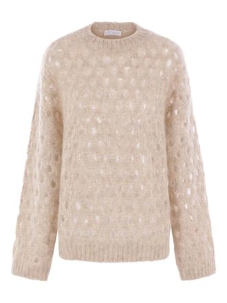 Brunello Cucinelli sequin-embellished knitted jumper - women - Fabric/Sequin - S - Neutrals