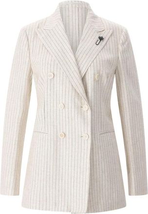 Lardini Double-breasted Blazer - Dames - Blazers - Beige - S - Linnen - Jassen