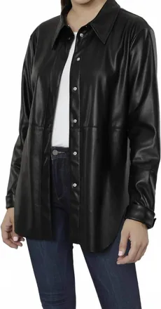 Dolce Cabo Vegan Leather Long Sleeve Shirt In Black
