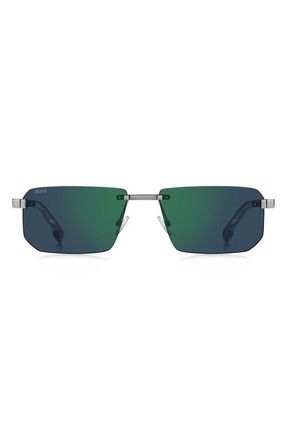 BOSS 57mmm Sunglasses in Ruthenium/Green at Nordstrom