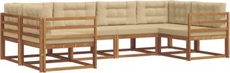 vidaXL Conjunto De Sof&aacute;s De Exterior 6 Uds. Natural Y Beige Vidaxl