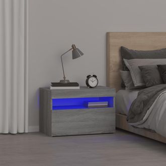 vidaXL Vidaxl - Mesitas De Noche Con Luces Led 2 Uds Gris Sonoma 60x35x40 Cm