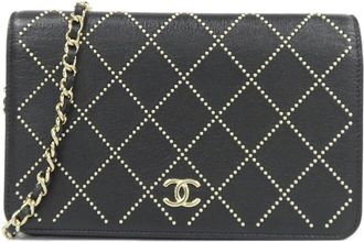 Chanel Black Leather Chain/Shoulder Wallet (Pre-Owned)