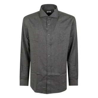 Brunello Cucinelli Heren, Overhemden, Grijs, Maat: XL Katoen