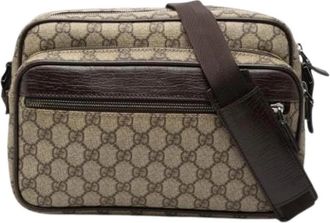 Gucci Pre-owned Vintage Canvas Crossbody Bag - Dames - Vintage Schoudertas - Beige - ONE Size - Leer - Vintage
