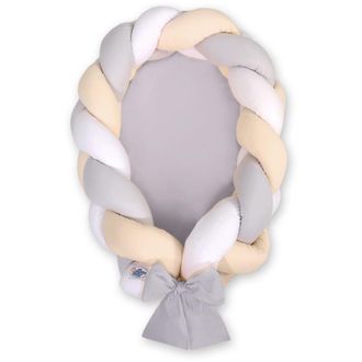 OEM Capullo Trenzado Para Beb&eacute; 2 En 1: Blanco, Gris Y Beige
