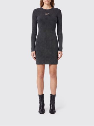 Diesel Ribbed Cotton Sheath Mini Dress with Contrast Oval D Logo