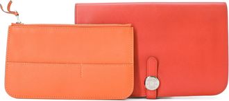 Herm&egrave;s Coral Orange Red Color Swift Leather Wallet (Bi-Fold) (Pre-Owned)