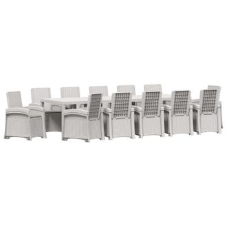 vidaXL Set Da Pranzo Per Giardino 14 Pz Bianco E Grigio Chiaro Pp Vidaxl