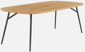 Sweeek Mesa De Centro Rectangular Con Patas De Metal Negro Y Efecto Roble