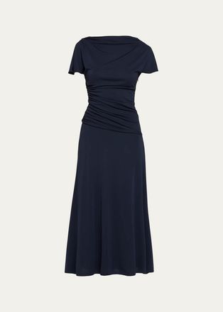 Cinq &agrave; Sept Avielle Ruched Boat-Neck Midi Dress