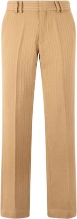 Roberto Cavalli Gestreept Pantalon van Maagdelijke Wol - Heren - Straight fit broeken - Bruin - L - Wol - Broeken
