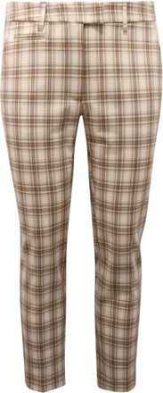 Dondup Italiaanse Fantasie Geruite Broek - Dames - Slim Fit Broeken - Beige - W32 - Polyester - Broeken