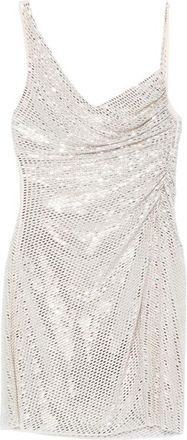Self Portrait Rhinestone-embellished Ruched Mini Dress