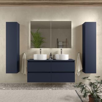 Cygnus Bath Salgar - Mueble Ba&ntilde;o Bequia 120cm Y Encimera Y Lavabo Posar Azul 120x45x56