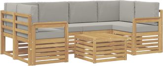 vidaXL Conjunto De Sof&aacute;s De Exterior 7 Uds. Blanco Y Gris Claro Vidaxl