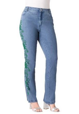Roaman's Plus Size Whitney Jean with Invisible Stretch in Blue at Nordstrom, Size 28