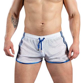 Generic Mens Fast Dry Swim Shorts Mens Mesh Shorts See Through Net Hollow Out Short For Poolside Sexy Athletic Short Translucent Beach Trunks Breathable Fitne