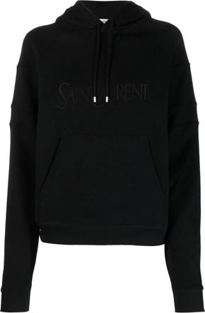 Saint Laurent Hoodie met logo - Dames - Hoodies - Zwart - L - Katoen - Hoodies & sweatvesten