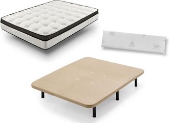 HOGAR 24 Hogar24 - Colch&oacute;n Viscoel&aacute;stico Bioluxe 3d + Base Tapizada Con Patas De 26cm + Almohada 100% Viscoel&aacute;stica, 105x200cm