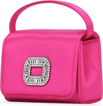 Roger Vivier Womens Pilgrim Nano Top Handle Bag Pink Satin