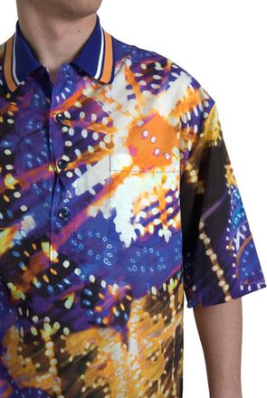 Dolce & Gabbana Luminaire Print Cotton Polo Top Men Shirt