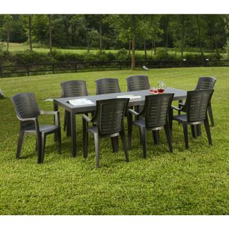 Dmora Tavolo da esterno Susa, Tavolo rettangolare allungabile da pranzo, Tavolo da giardino estensibile, 100% Made in Italy, 150x90h72 cm, Antracite, con