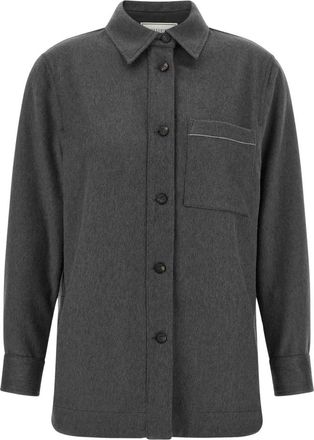 PESERICO Overshirt - Dames - Overhemden - Grijs - S - Wol - Overhemden