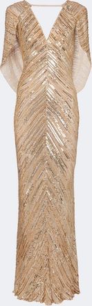 Jenny Packham Fiore sequined caped gown