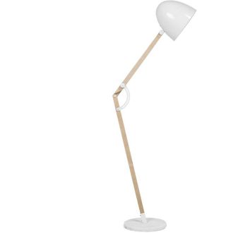 Beliani Beliani - Modern Floor Lamp Swing Arm Wooden Glass Shiny Done Shade White Hetton