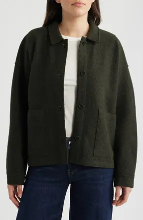 Eileen Fisher Classic Collar Wool Jacket in Woodland at Nordstrom, Size X-Small